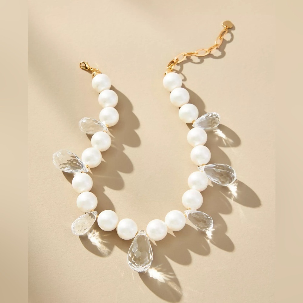 NWT Pearl & Glass Beaded Necklace By Anthropologie